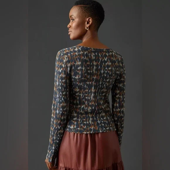 Anthropologie Pilcro Notched Waffle Top - Picture 2 of 5